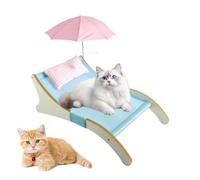 Générique Pet Beach Bed - Breathable Mesh Cat Lounger Sofa for Small Pets | 3-in-1 fabric pet bed with scratching and play features, breathable mesh design for indoor or outdoor resting comfort.