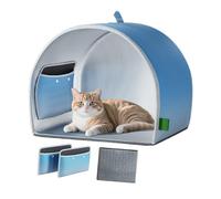 Générique Pet Cooling House - Oxford Cloth 44x38x38cm | Foldable Cats Ice Shelter with Thick Pad, Double-Layer Net, Ice Crystal Box | Weatherproof Intelligent Dog Home for Indoor Garden