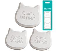 Générique Pet Food Drying Blocks - Diatom Earth Moisture Packs | Cute Cat Head Moisture Absorber | Diatomaceous Earth 3.9x4x0.9cm 45g Single - 3 Pack Small Drying Strip For Pet Food Storage - Techn