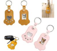 Générique Pet Fur Keychain with Photo, Pet Memorial Keychain for Loss of Dogs and Cat, PU Leather Dog Hair Collector Keychains for Dog Lover Gifts