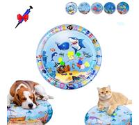 Générique Pet Water Bed, Cat Water Bed Play Mat, Ocean Breeze Splashland for Dogs, Anti-Scratch, Thickened Pet Pad and Cooling Waterbed with Inflator for Dogs, Cats (E*65CM)