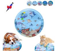 Générique Pet Water Bed, Cat Water Bed Play Mat, Ocean Breeze Splashland for Dogs, Anti-Scratch, Thickened Pet Pad and Cooling Waterbed with Inflator for Dogs, Cats (A*65CM)