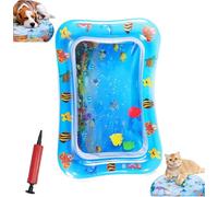 Générique Pet Water Bed, Thickened Water Sensory Play Mat for Cats Dog, Pet Water Bed for Dogs, Washable Inflatable Playmat, Summer Pets Cooling Water Sensory Play Pad with Inflator (Square-E)