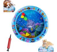 Générique Pet Water Bed, Thickened Water Sensory Play Mat for Cats Dog, Pet Water Bed for Dogs, Washable Inflatable Playmat, Summer Pets Cooling Water Sensory Play Pad with Inflator (Small Round-B)
