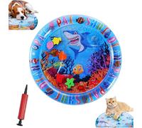 Générique Pet Water Bed, Thickened Water Sensory Play Mat for Cats Dog, Pet Water Bed for Dogs, Washable Inflatable Playmat, Summer Pets Cooling Water Sensory Play Pad with Inflator (Small Round-A)