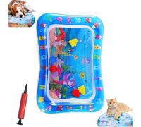Générique Pet Water Bed, Thickened Water Sensory Play Mat for Cats Dog, Pet Water Bed for Dogs, Washable Inflatable Playmat, Summer Pets Cooling Water Sensory Play Pad with Inflator (Square-C)