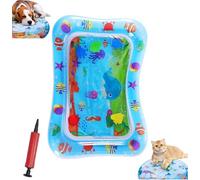 Générique Pet Water Bed, Thickened Water Sensory Play Mat for Cats Dog, Pet Water Bed for Dogs, Washable Inflatable Playmat, Summer Pets Cooling Water Sensory Play Pad with Inflator (Square-B)