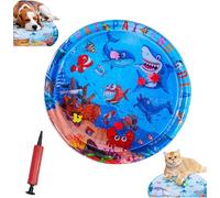 Générique Pet Water Bed, Thickened Water Sensory Play Mat for Cats Dog, Pet Water Bed for Dogs, Washable Inflatable Playmat, Summer Pets Cooling Water Sensory Play Pad with Inflator (Large Round-A)