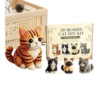 Générique Petit Kit De Bricolage Animal Perlé 3D - 5,91x3,94x1,18 Pouces Chat 3D Mignon | Kit De Perles D’Animaux Drôles | Accessoires De Décoration pour Cadeaux Fête,Cours d'art, Débutants, Maison