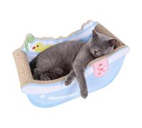 Générique Petit Panier pour Chat, Mignon avec Planche À Gratter, Panier Mignon pour Chat en Carton Ondulé, Destiné À Chiot Animal De Compagnie Sommeil Jeu Enrichissement Salon Balcon Appartement
