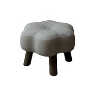 Générique Petit Repose-Pieds, Pouf en Cuir, Forme Fleur, Repose-Pieds avec Pieds en Bois, Tabouret Simple pour Salon, Chambre À Coucher, Canapé, Entrée,Gris