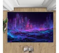 Générique Petit Tapis de Science-Fiction 3D Lavable, Motif Horizon Urbain, pour Chambre à Coucher, Salon, entrée, Couloir, décoration d'intérieur