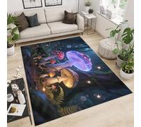 Générique Petit Tapis Décoratif 50x80 cm Texture Douce Imitation Cachemire Impression Champignons Herbe 3D HD Nettoyage Facile à l'Aspirateur ou en Machine Convient pour Salle de Bain Cuisine Entrée
