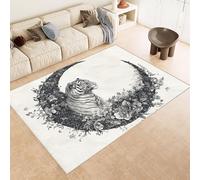 Générique Petit Tapis Décoratif 50x80 cm Texture Douce Imitation Cachemire Impression Tigre Fleurs Lune 3D HD Nettoyage Facile à l'Aspirateur ou en Machine Convient pour Salle de Bain Cuisine Entrée