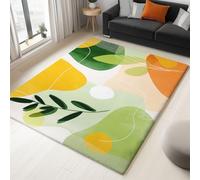 Générique Petit Tapis Formes Minimalistes Modernes Bureau et Cuisine Poils Ras Lavable Antidérapant 60 x 90 cm Beige Vert