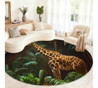 Générique Petit Tapis Rond antidérapant pour Chambre d'enfant, Salle de Jeux, Table Basse, décoration d'intérieur - Motif Girafe - 60 cm