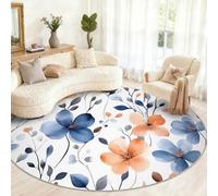 Générique Petit Tapis Rond Lavable à Motif Floral bohème pour Chambre d'enfant, Salle de Jeux, Table Basse, décoration d'intérieur - 80 cm