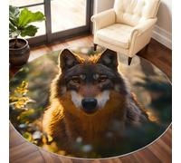 Générique Petit Tapis Rond Lavable pour Chambre d'enfant, Salle de Jeux, Table Basse, décoration d'intérieur Motif Loup 60 cm