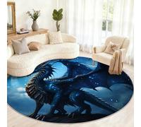 Générique Petit Tapis Rond Lavable pour Chambre d'enfant, Salle de Jeux, Table Basse, décoration d'intérieur - Motif Dragon Magique - 100 cm
