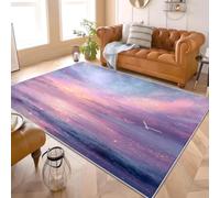 Générique Petit Tapis Salon 60x90 cm Lavable en Machine Antidérapant à Poils Ras Romantique Ciel éToilé Paysage Marin Decoration Tapis Chambre Douce Bleu Et Rose pour Cuisine, Salle à Manger, Bureau