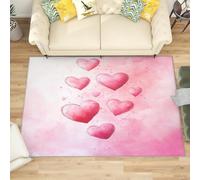 Générique Petit Tapis Salon Chambre Poils Ras Imprimé d'amour Romantique Antidérapant Tapis Lavables en Machine Rose à Poils Courts pour Cuisine, Salle à Manger, Bureau, 60x90 cm