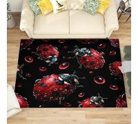 Générique Petit Tapis Salon Chambre Poils Ras Imprimé ScarabéE Rouge Antidérapant Tapis Lavables en Machine Noir à Poils Courts pour Cuisine, Salle à Manger, Bureau, 60x90 cm