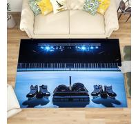 Générique Petit Tapis Salon Chambre Poils Ras Patinoire de Hockey sur Glace Sportive Antidérapant Tapis Lavables en Machine Bleu Foncé à Poils Courts pour Cuisine, Salle à Manger, Bureau, 80x150 cm