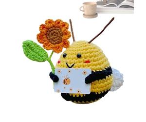 Générique Petite Abeille au Crochet - Peluche d’Abeille de Soutien Miniature, Amigurumi colorée, s au Crochet d’Abeilles d’Animaux positifs | Décoration Parfaite pour étagère de Bureau, Voiture, ma