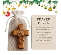Générique Petite croix en bois - Croix de poche | Croiix de pocche | Crucifix de poche chrétienne | Crucifix en bois fait à la main pour les chercheurs spirituels de dévotion quotidiens