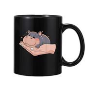 Générique Petite En Céramique - 320 Ml, Design En Porcelaine Émaillée, À Café À Motif Animal, Avec Illustration D'hippopotame Artistique, Forme De Poignée Compacte + Récipient À Boire Décorati