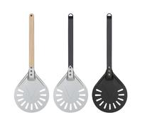 Générique Petite palette à Pizza tournante, outil rond court, manche en bois antidérapant, pelle perforée aluminium de 7, 8 et 9 pouces, 1 pièces(Transparent 12x40mm)