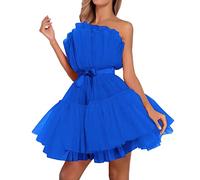 Générique Petite Robe Rouge Robe Tutu Bowknot en Maille de Style Tube européen et américain pour Les Femmes (Blue, XL)