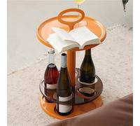 Générique Petite Table d'appoint Ronde en Plastique avec étagère de Rangement, Table d'appoint Portable Moderne avec poignée - casier à Bouteilles de vin intégré, idéale pour la Cuisine, Le