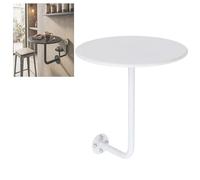 Générique Petite Table Ronde Murale, 30-50cm Table Basse en Métal, Bureau Flottant, Table d'appoint Ronde Murale, Tables De Chevet, Table De Bar Ronde for cafés, Bistrot, Tables de Chevet(White,50cm)