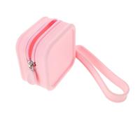 Générique Petite Trousse de Maquillage en Silicone Étanche, Paquet Cube Compact Rose, Mini Pochette Zippée Multifonction pour Voyage, Trousse de Toilette Légère pour Femme, Rangement