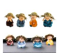 Générique Petites Figurines de Bouddha,Objets de Collection Artisanat Figurine Bouddha Miniature 4 pièces - Figurine de Moine drôle et, poupées Artisanales adhésives pour la Maison et Le Bureau