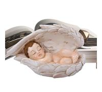 Générique Petites Figurines de Crèche, Statue Religieuse de Bureau, Bébé Jésus Endormi dans des Ailes d'ange en Résine pour Maison Table de Chevet Coiffeuse Étagère Appui de Fenêtre Table de Nuit