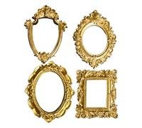 Générique Petits Cadres Photo | Ensemble de 4 Ornements Dorés | Cadres Vintage de Petite Taille | pour Décorations de Chevet, Dortoir et Bureau, Accessoires Photo pour DIY et Noël
