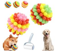 Générique Pets Dog Toys, Pets Chew Ball, Heavy-Duty Spiky Chew Ball, Medium & Small Dogs Teeth Cleaning Chewing Training, Supports Oral Health During Play (Green+Pink)