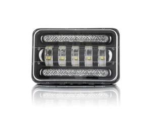 Générique Phare Avant à LED 50W 12V 24V 4000lm 5x4 pouces (17x11cm) Feux de Route Feux de Croisement Clignotant Orange Cable avec Prise H4 Pour Moto Fourgon Voiture Tout-terrain 4x4 Hors-route VTT