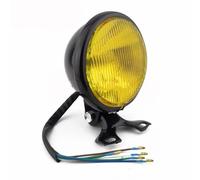 Générique phares de moto Phare De Rétro Rond Avec Support Galvanoplastie, Vintage Pour Hayabusa Pour Suzuki Dirt Bike Blocs Optiques Moto(B Yellow Lens)