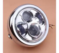 Générique phares de moto Phare de universel Vintage en métal chromé rétro LED 6.3 "phares avec support Tubes fourche 35-43mm Blocs Optiques Moto