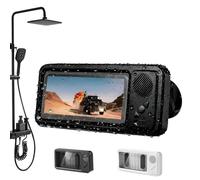 Générique Phone Holder, Shower Phone Holder Waterproof with Speaker, No Need to Worry Shower Noise, 360° Rotation Can Be Installed on Any Surface, for Bathroom (Black)