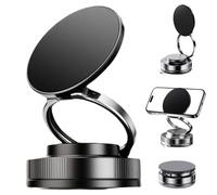 Générique Phone Mount, 360° Adjustable Vacuum Magnetic Phone Holder, Universal Car Mount with Ultra-Strong Grip, Dual-Axis Adjustability for All Smartphones (Black)