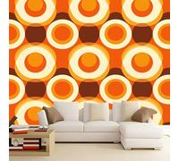 Générique Photo Murale - Bulles rétro années 70 marron et orange Modèle Papier Peint 300 x 210 cm for Boys and Girls Nursery, Baby Bedroom Decor Papier Peint