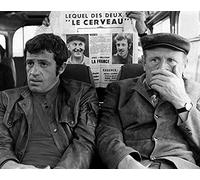 Générique Photo noir et blanc de Jean-Paul Belmondo et Bourvil dans le film Le Cerveau (24x30 cm)