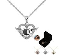 Générique Photo Projection Collier Personnalisé Coeur Pendentif,Cadeau Homme Femme Valentine Amitié femme cadeau set (Argent)