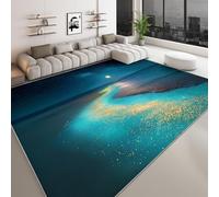 Générique Photographie De La Nature Tapis de Salon Scène Nocturne Plage 60 x 90 cm Tapis AntidéRapant D'IntéRieur, Bleu Doux Poil Court Lavable Moquette - pour Salon Chambre et Salle à Manger