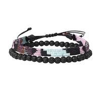 Générique Phrases Acier Anneaux Bohemia Handmade Weave Bead Beach Festival Bracelet Réglable Ensemble De 2 Hommes Femmes Accessoires Pour Rose Bijoux (A, One Size)