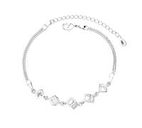 Générique Phrases Perles Bracelet Bijoux Girls Love Heart Charm Chain Bracelet Hollow Out Heart Bracelets For Women Fashion Jewelry Bleu Inoxydable Largeur Messages Bijoux (White, One Size)